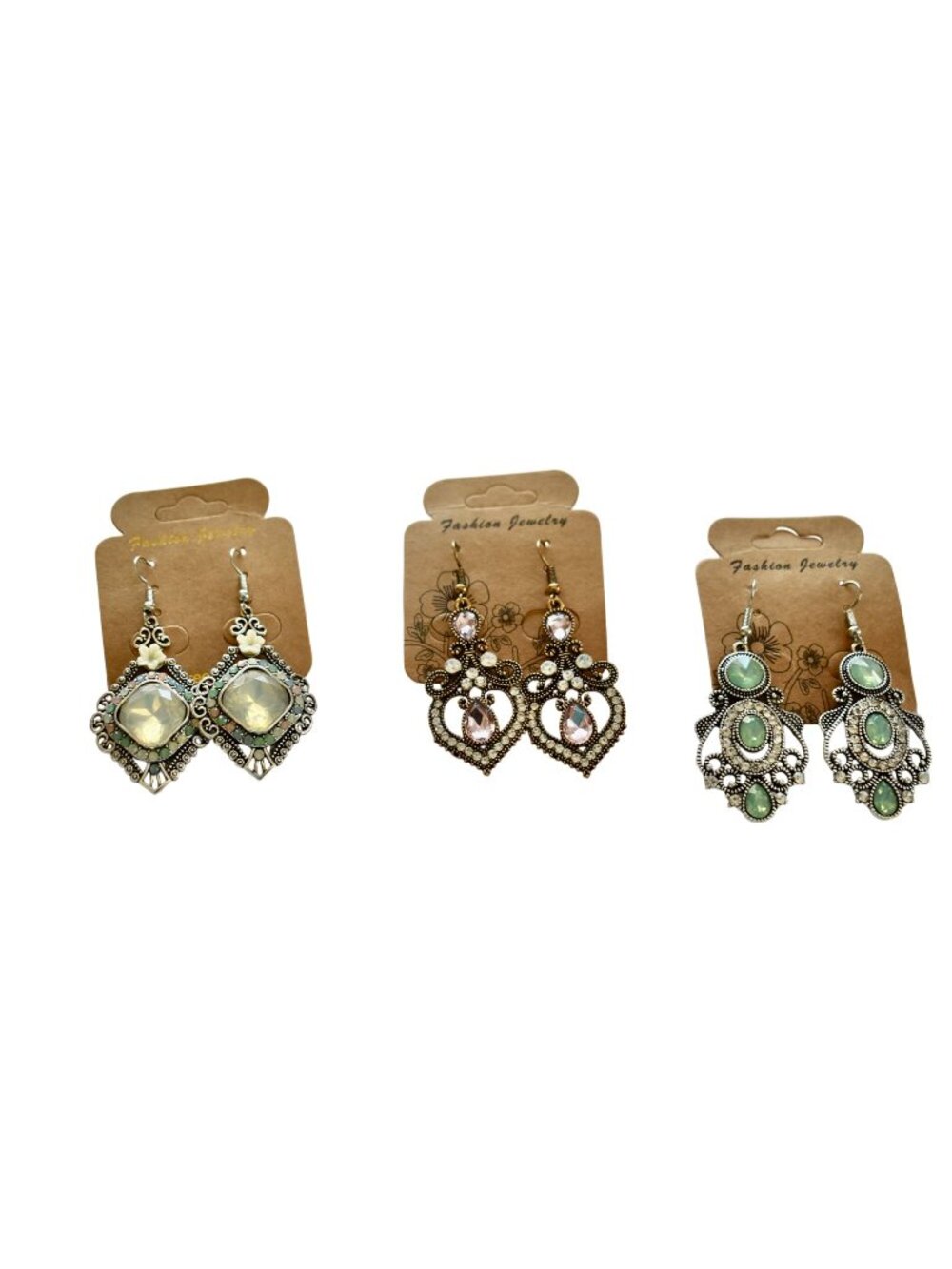 3 Pairs New Women's Rhinestone Drop Costume Jewelry Earrings